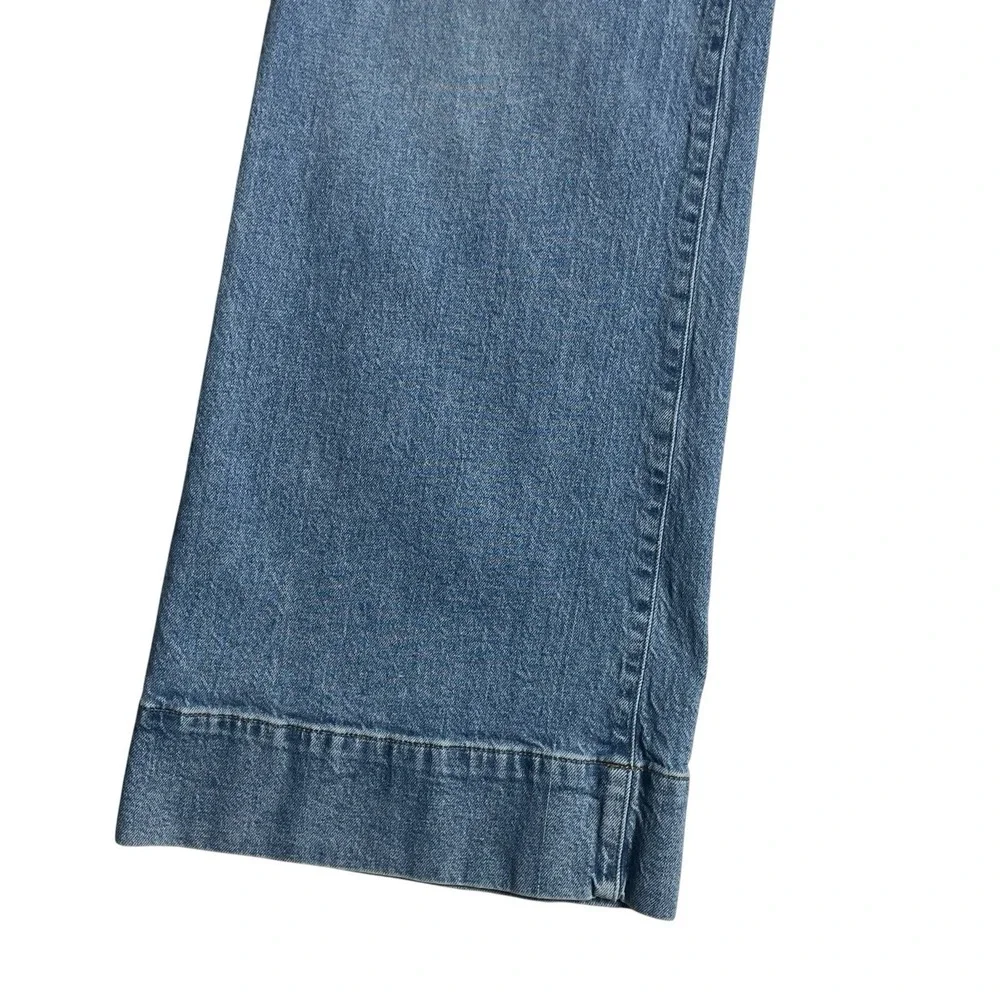 J Crew 96 Denim Trouser Jeans Size 28 High Rise Wide Leg Cuffed CF233 Blue - Picture 10 of 10